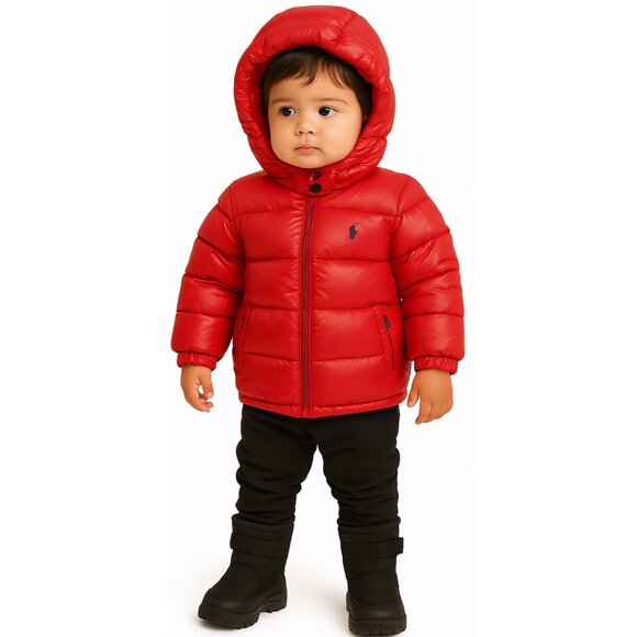 Polo Ralph Lauren RED Puffer WINTER Jacket Coat Parka Water Down TODDLER BOYS 2T - Picture 1 of 16